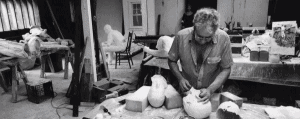 George Segal working. Photo by Donald Lokuta