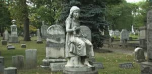Victorian-era grave monument of a young girl